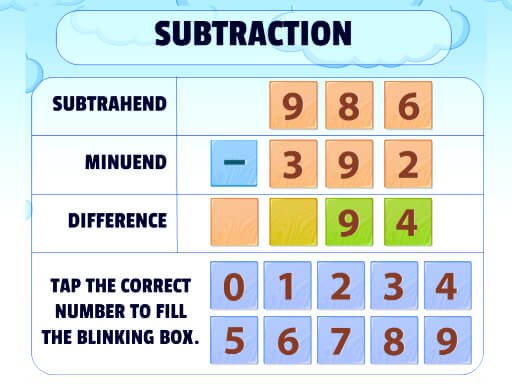 Spielen Subtraction Practice Spiel