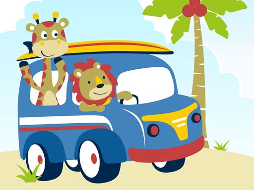 Spielen Cute Animals With Cars Difference Spiel