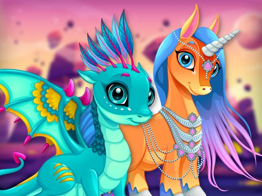 Spielen Cute Unicorns And Dragons Puzzle Spiel