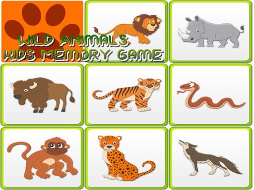 Spielen Kids Memory – Wild Animals Spiel